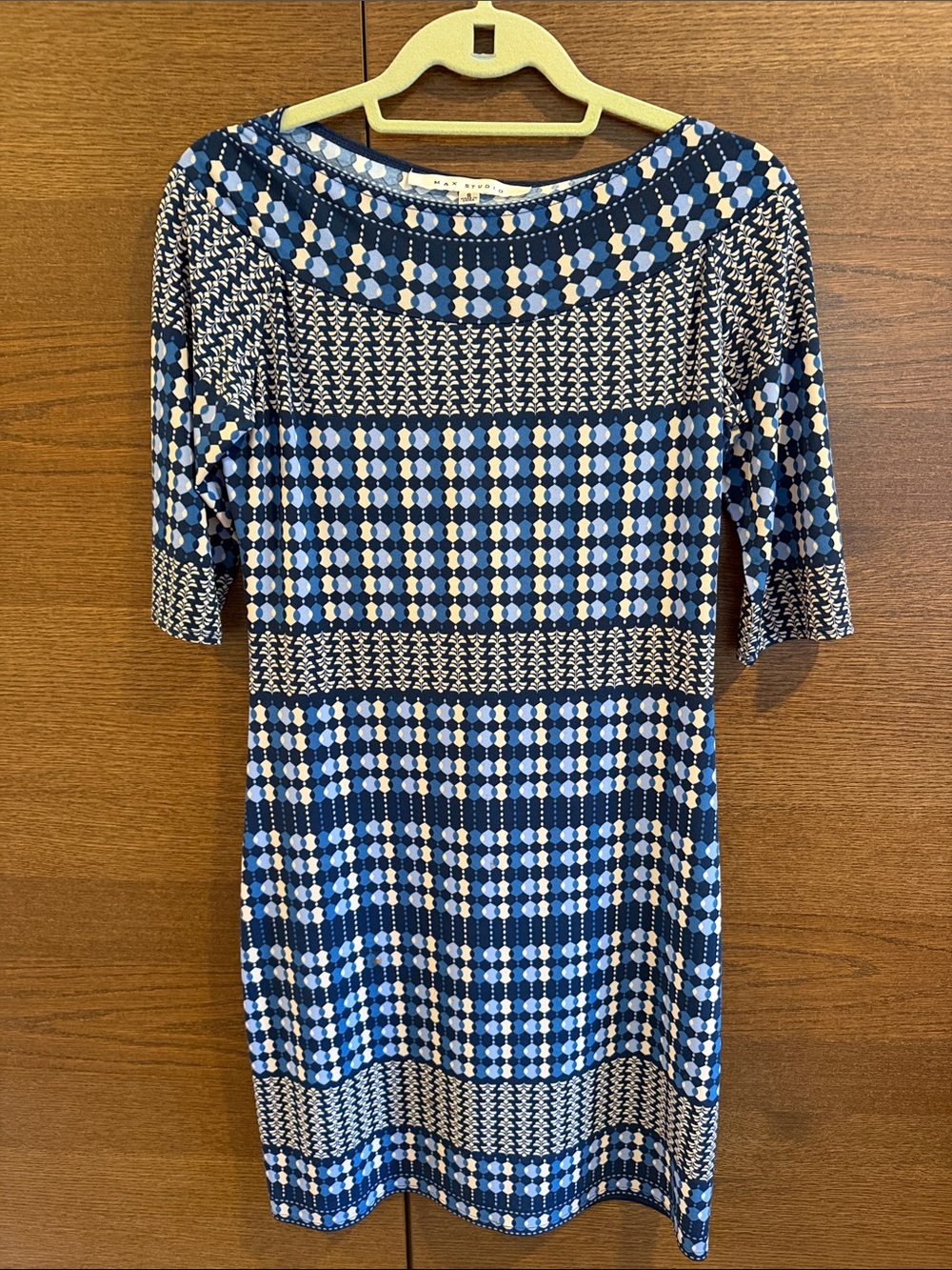 Max Studio Blue Geometric Midi Dress